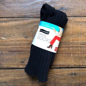 Black Scallop Edge Casual Socks 3Pack NWT